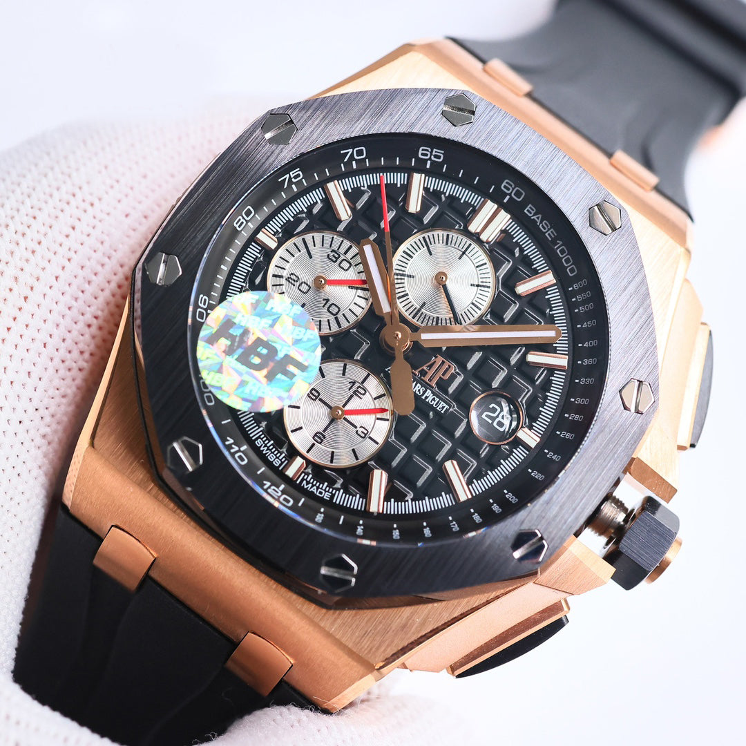 TOP! Yellow Gold Ceramic Bezel - Black Rubber - Automatic - 43mm