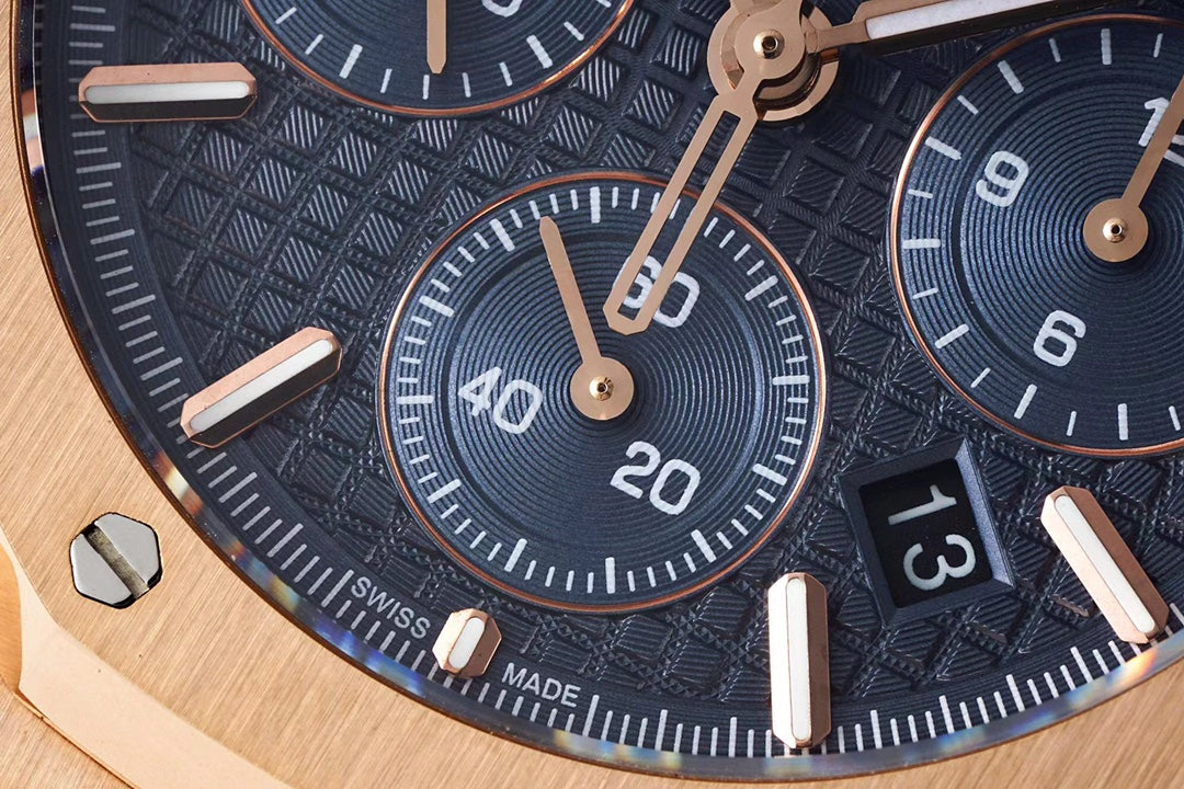 Chronograph -26331st- Blue - Rosegold 904L Steel - Quartz - 41mm
