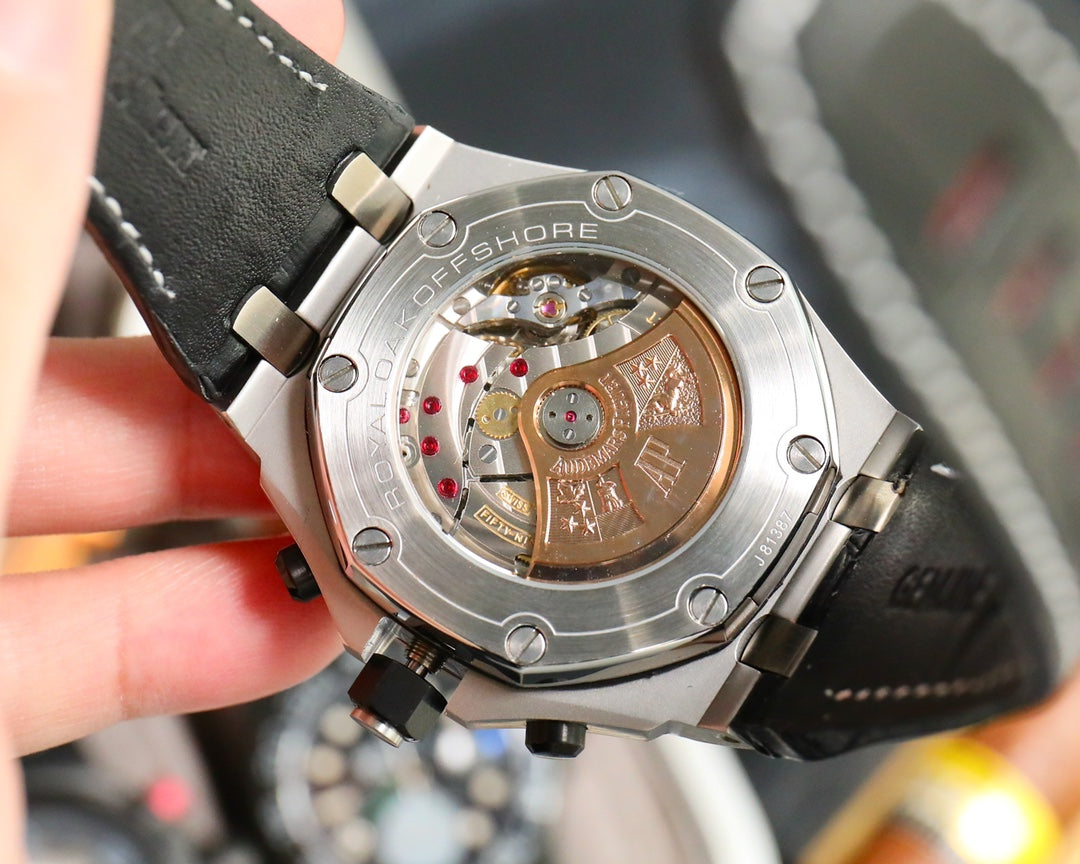 TOP! Panda Face Ceramic Bezel - Black Leather - Automatic - 44mm