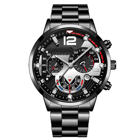 Black Dial - Black Steel - Quartz -41mm