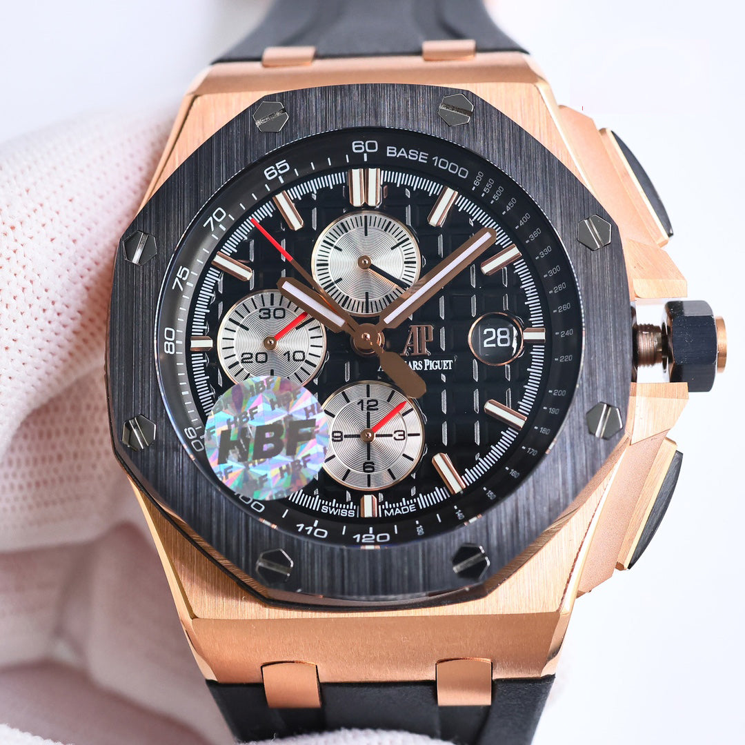 TOP! Yellow Gold Ceramic Bezel - Black Rubber - Automatic - 43mm